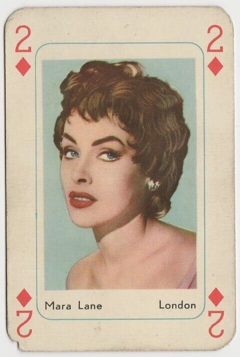 Mara Lane vintage 1950s Maple Leaf Playing Card of Film Star 2D
