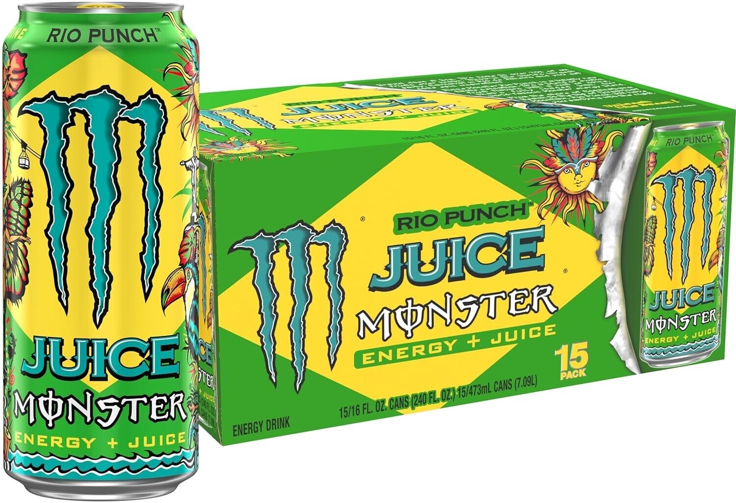 Monster Energy Juice Rio Punch, Energy + Juice, Energy Drink, 16 oz (Pack of 1