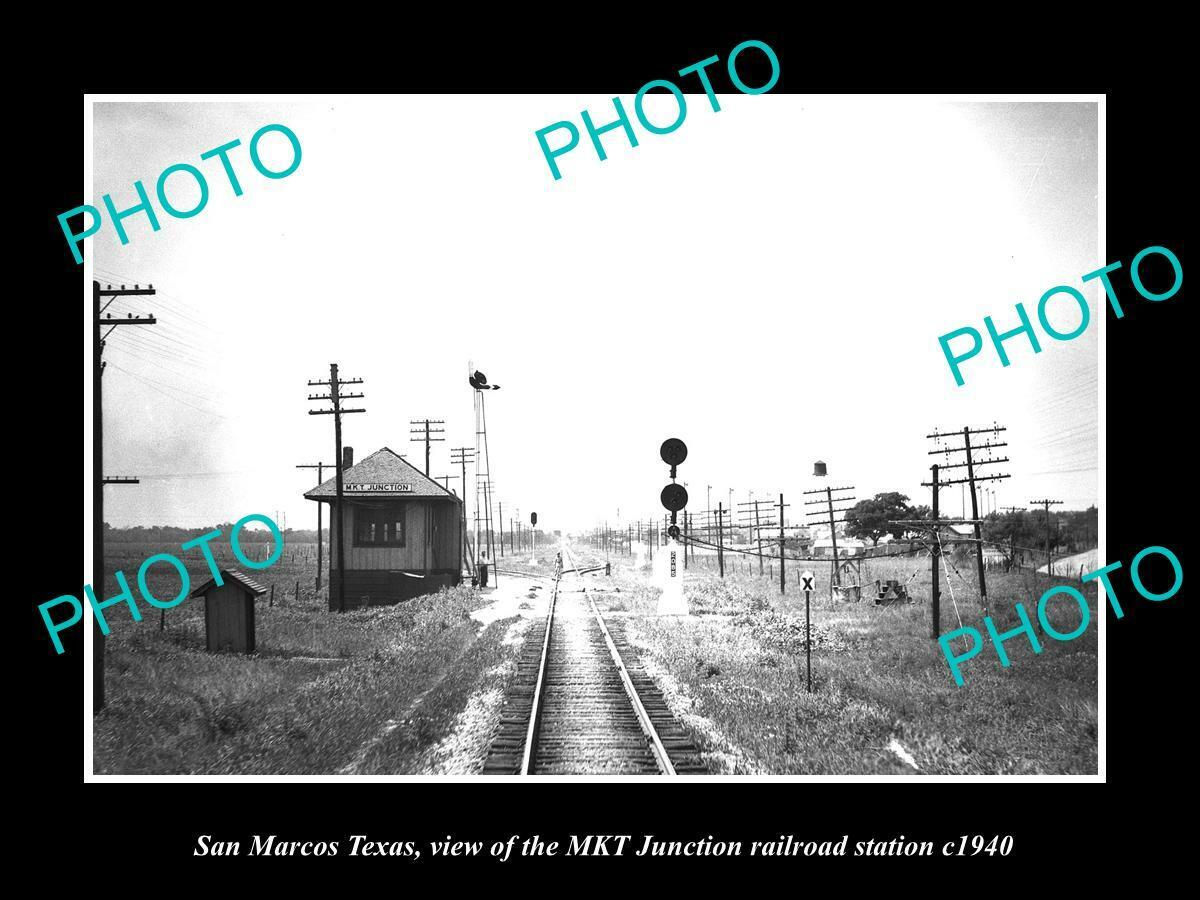 OLD 6 X 4 HISTORIC PHOTO OF SAN MARCOS TEXAS THE MKT Juct RAILROAD DEPOT c1940