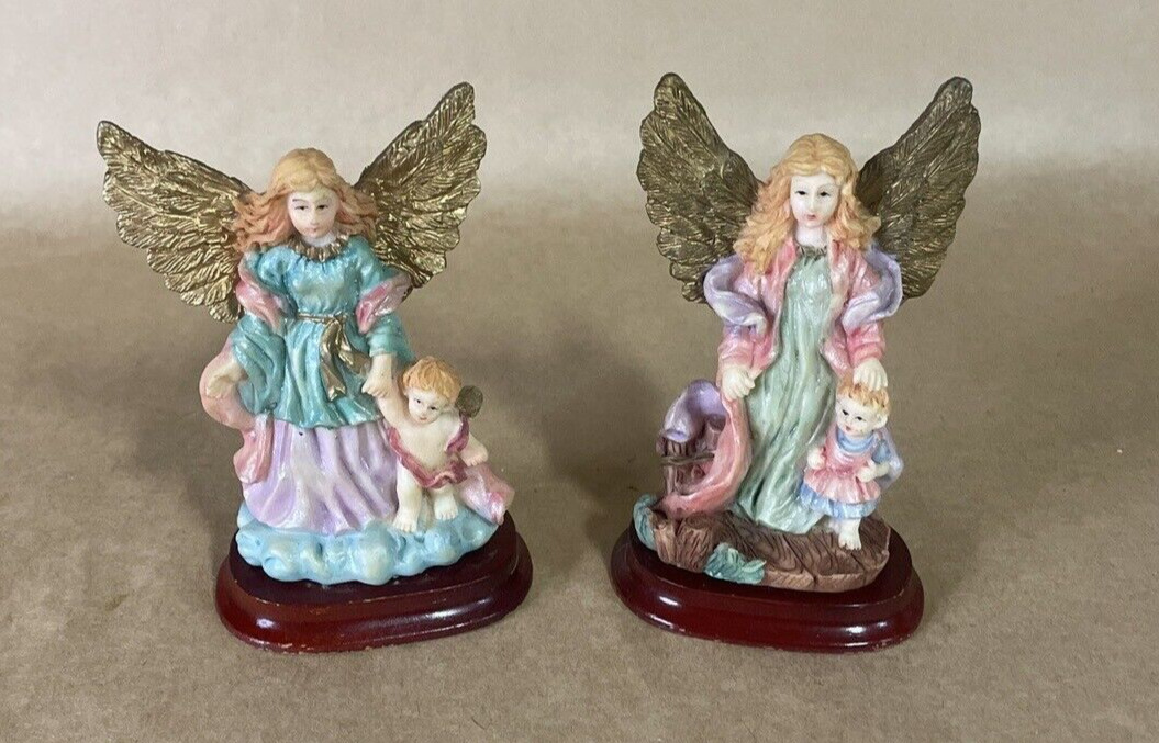 Vintage Lot of 2 Resin Angel Figurines