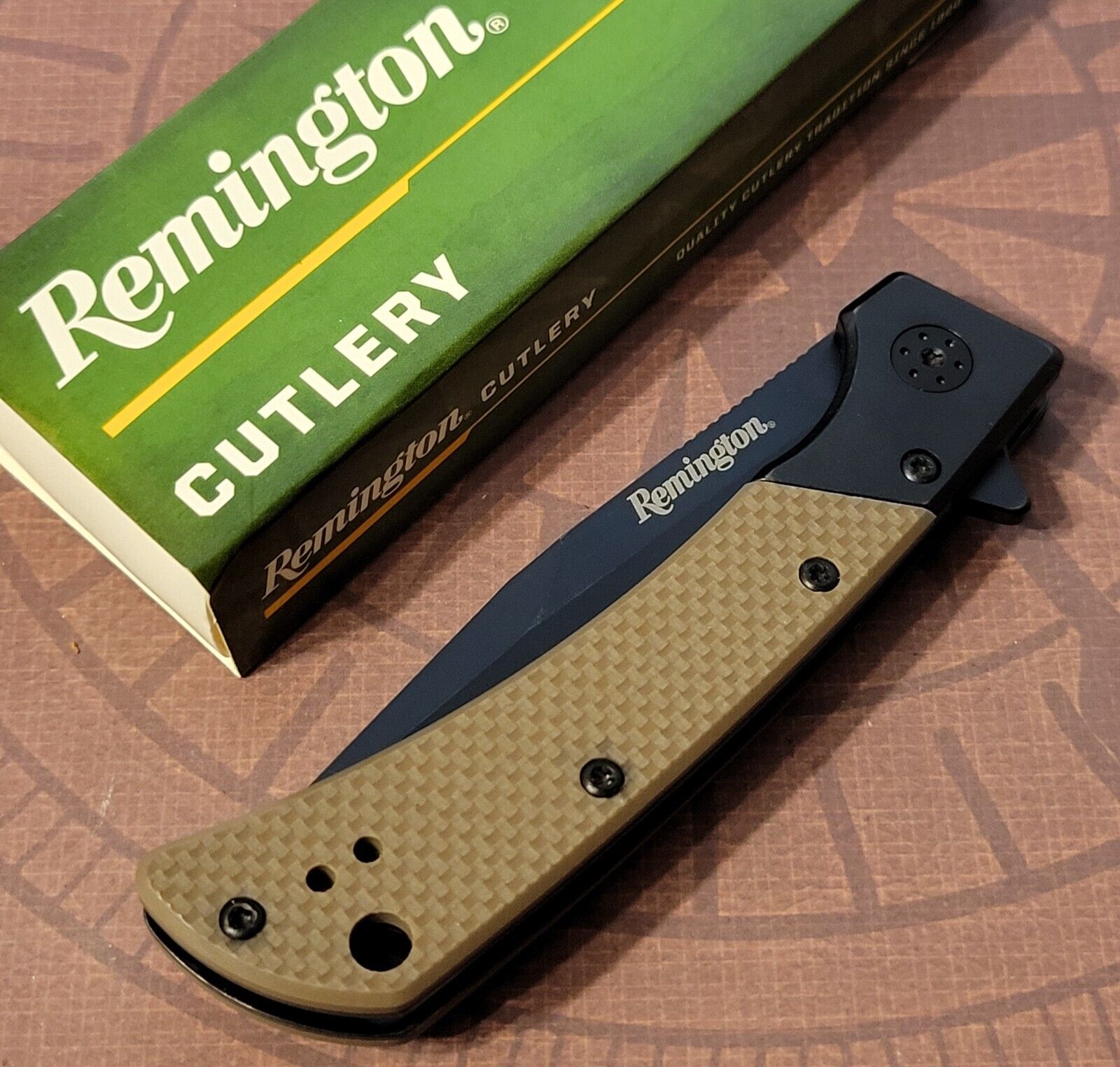 Remington Knife Tactical Liner Lock Tan G10 Handle D2 Tool Steel Blade NIB