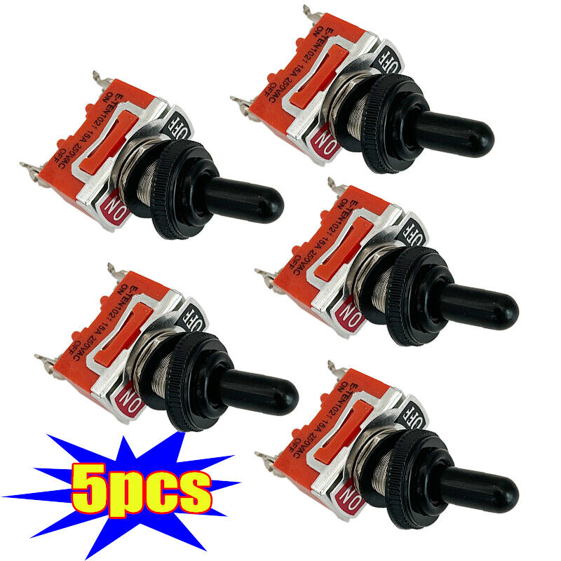5pcs 15A 250V SPST2 Toggle SWITCH ON/OFF Heavy Duty Terminal Car Boat Waterproof