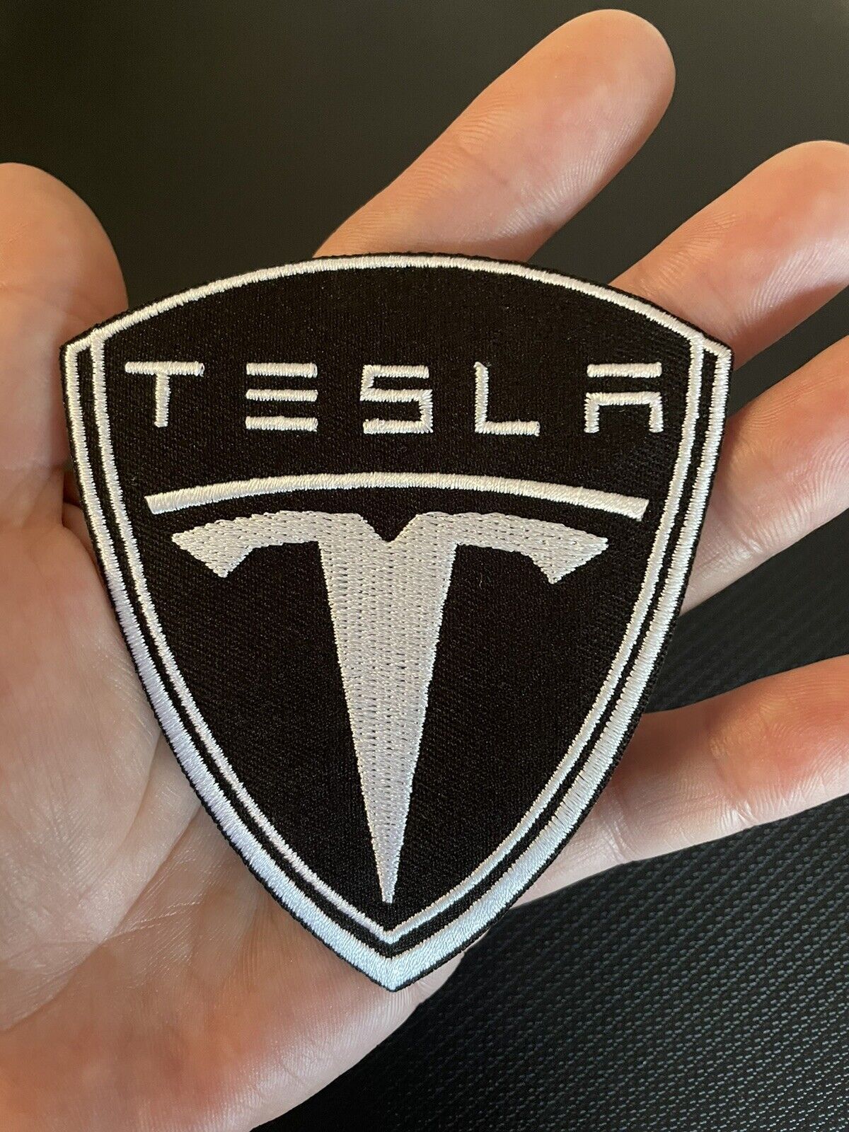 TESLA Patch (Large 4”inch) Iron On Or Sew On. Big Tesla Logo Largest Size EV XSY