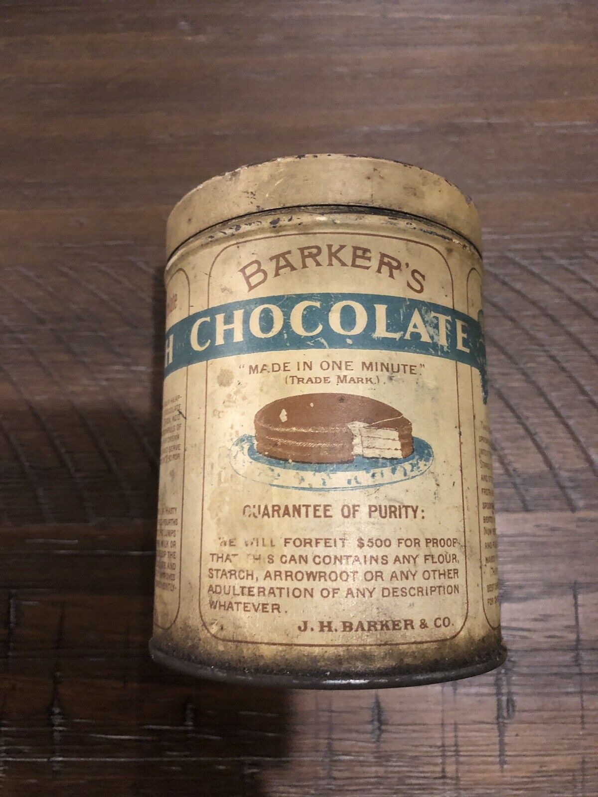 Vintage tin Barkers Chocolate Very Rare From Early 1900’s