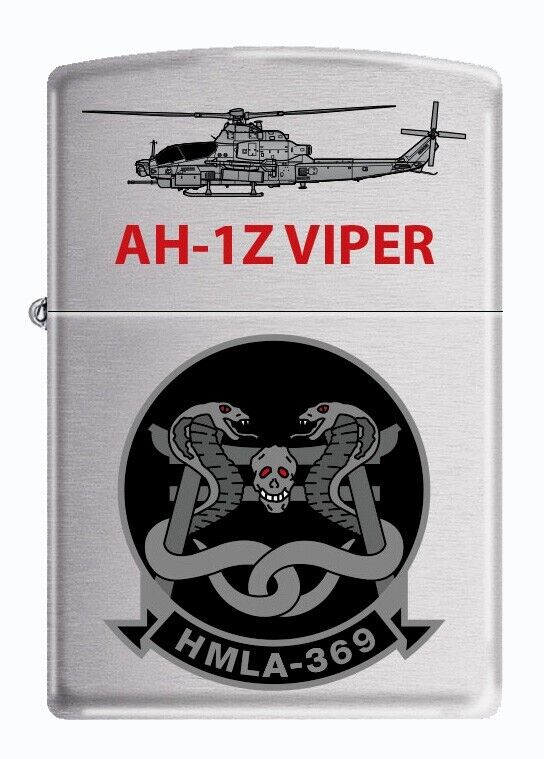 HMLA-369 AH-1Z Viper Helicopter Zippo MIB USMC Brushed Chrome