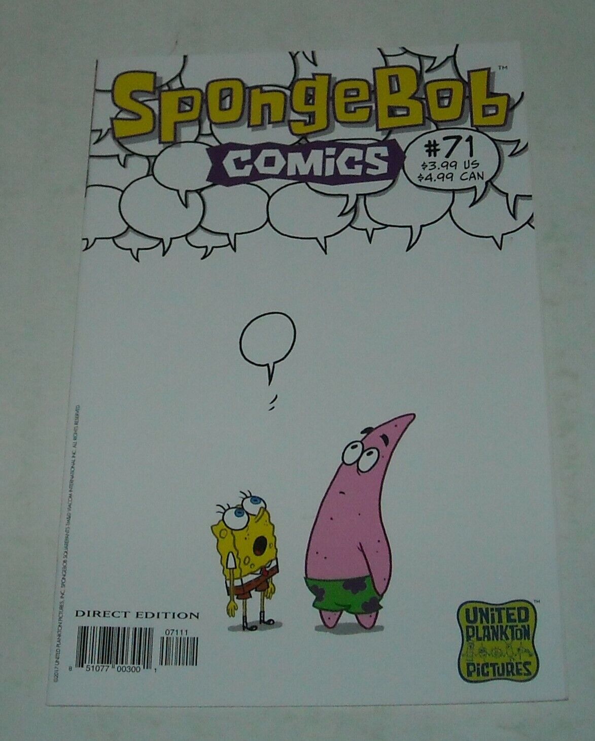 SPONGEBOB COMICS # 71 2017 BONGO TV CARTOON COMIC BOOK UNITED PLANKTON PICTURES