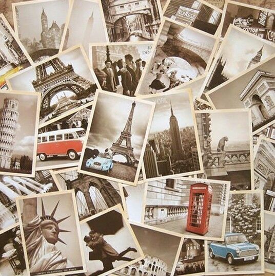 LOT 32 pcs Vintage Retro Old Travel Postcards Card Posters art deco Buildings
