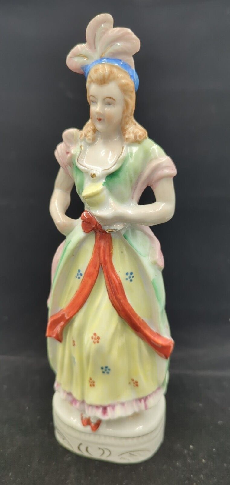 Vintage Porcelain Victorian Hand Painted Occupied Japan Lady Dressed For Picnic 