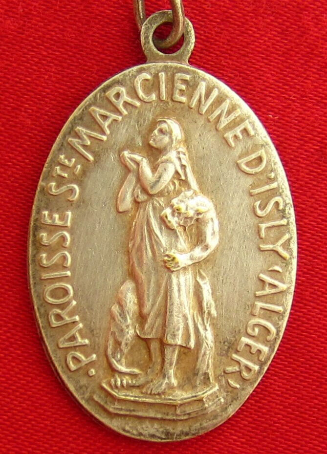 Vintage SAINT MARCIENNE D\'ISLY ALGIERS French Religious Medal MARY JESUS Pendant