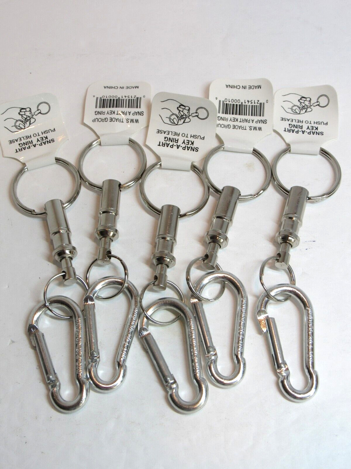 5 Pack Snap A Part Detachable Keyrings with belt clips-Quick Ship USA Seller