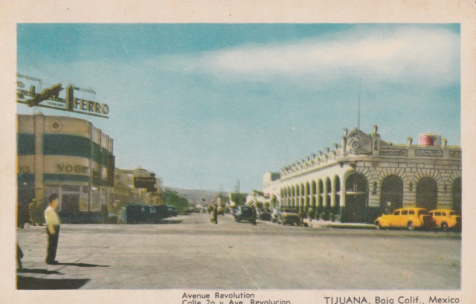 Vintage Postcard Tijuana Baha Calif. Mexica Avenue Revolution Photograph Posted