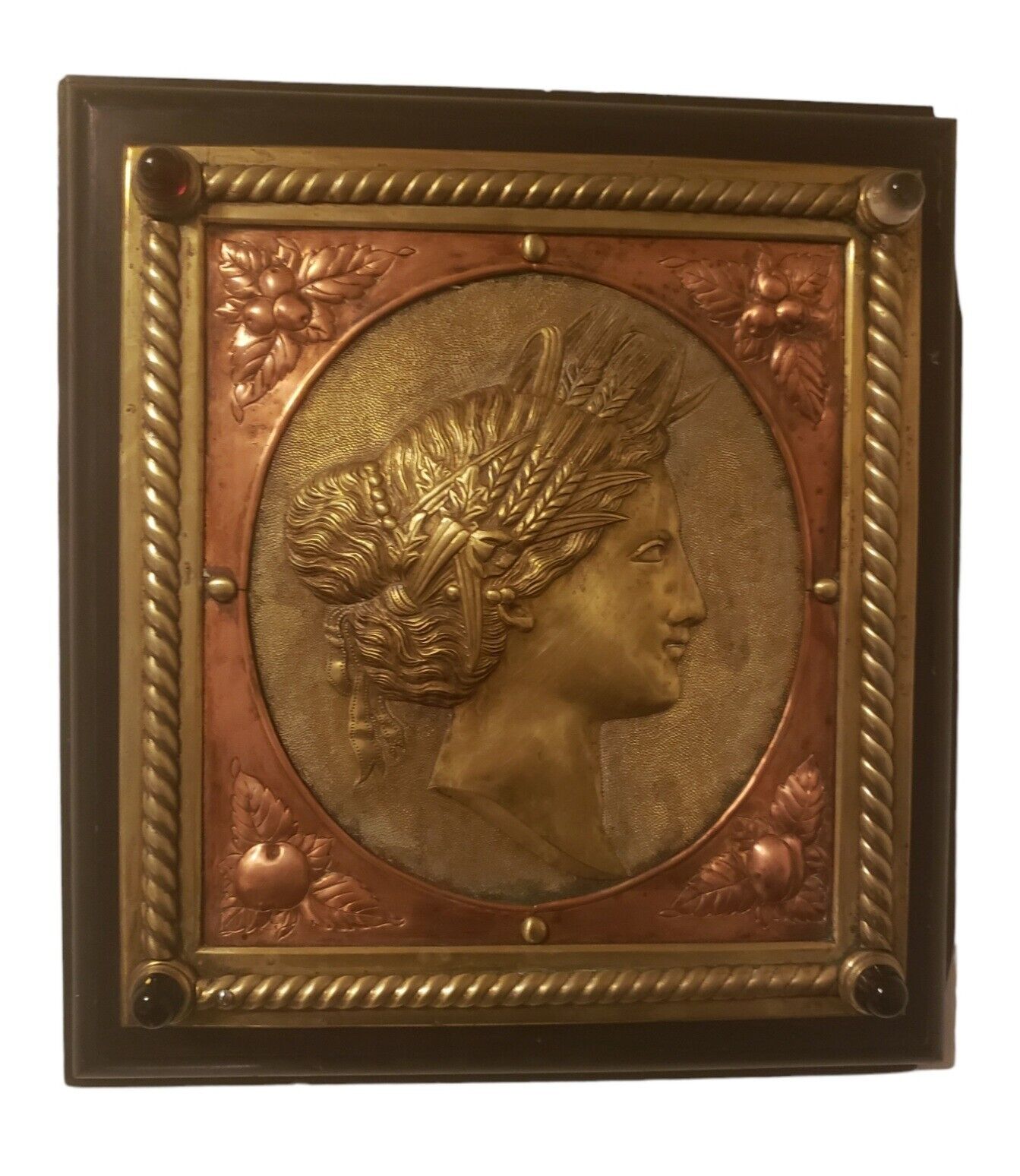 French Relief Ceres  Hand Crafted On Cooper Brass antique sculpture plaque