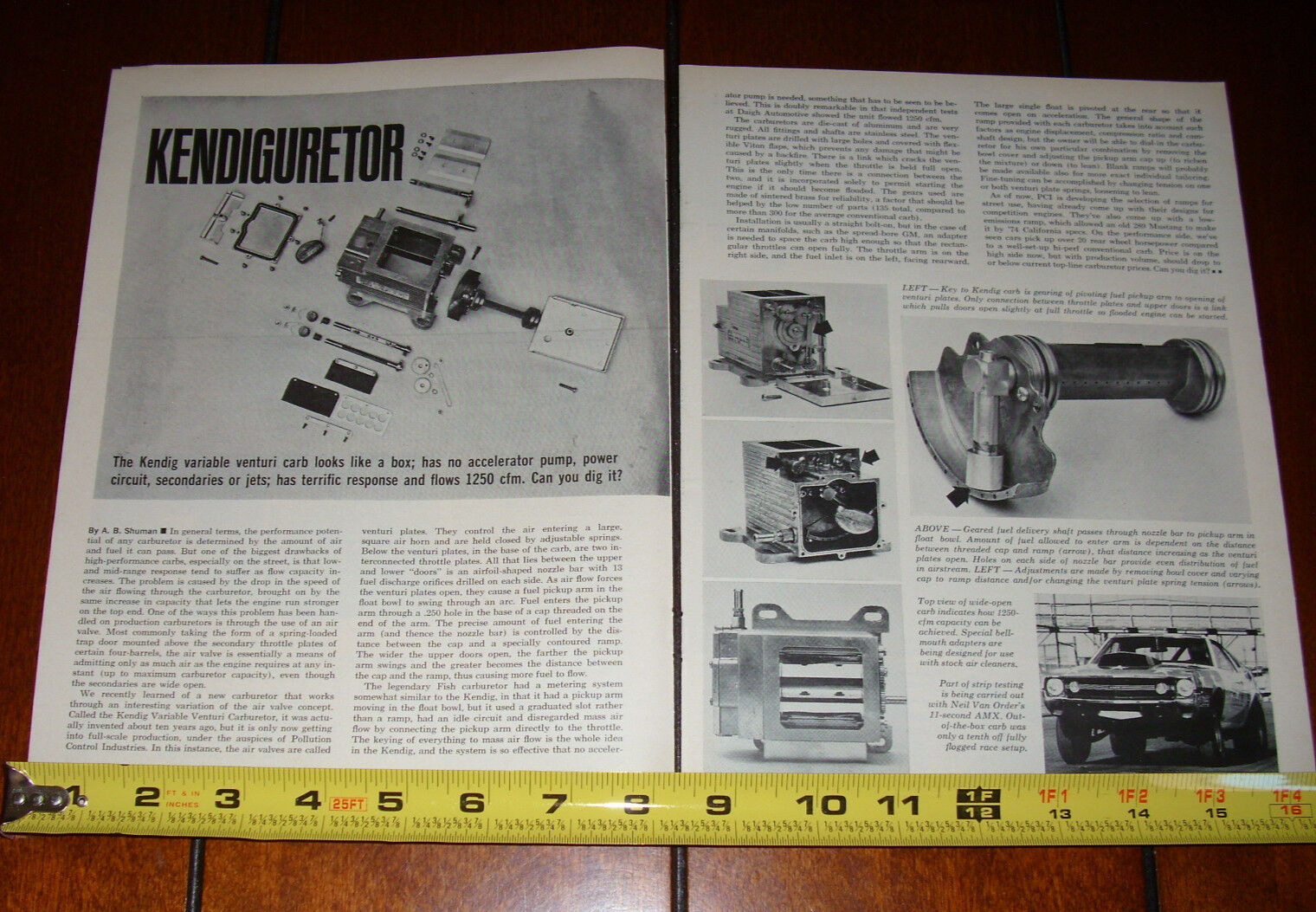 KENDIG CARBURETOR PRE PREDATOR ORIGINAL 1972 ARTICLE