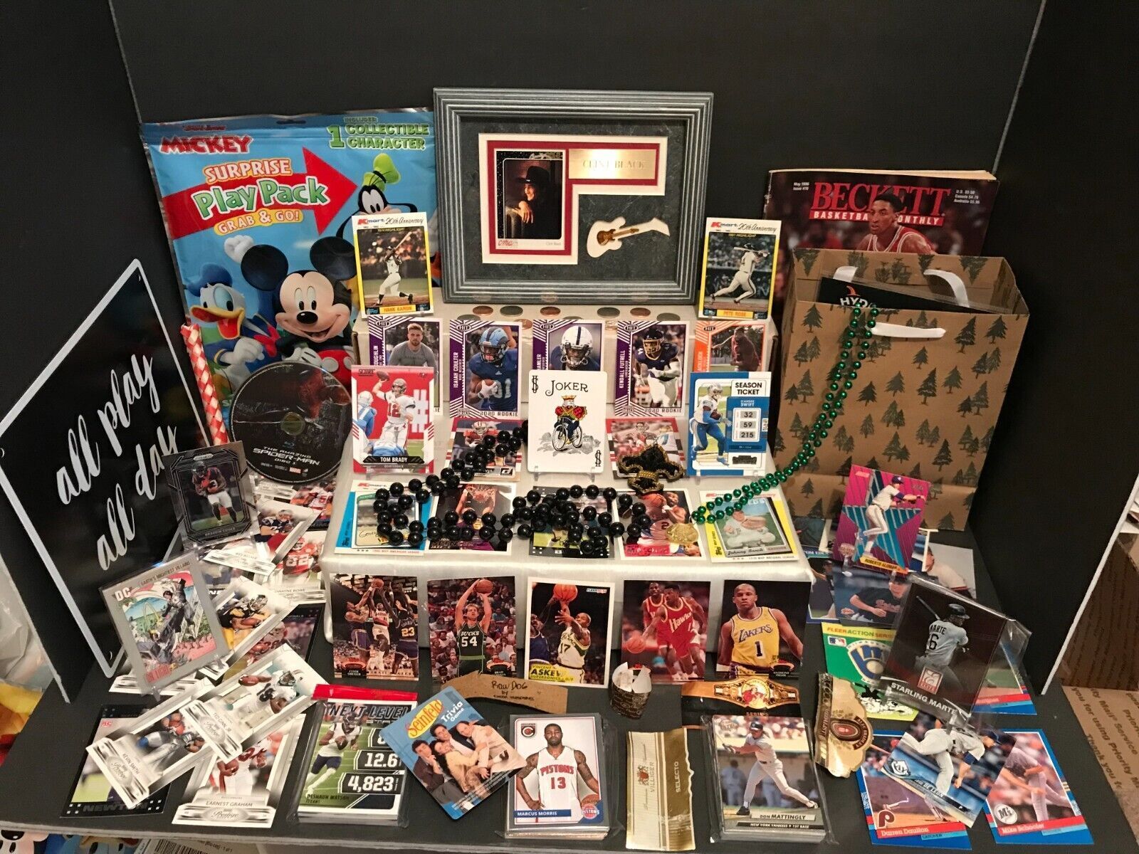 Huge Mixed Junk Drawer Lot Collectibles, Clint Black, Tom Brady Misc, #6/5/1p
