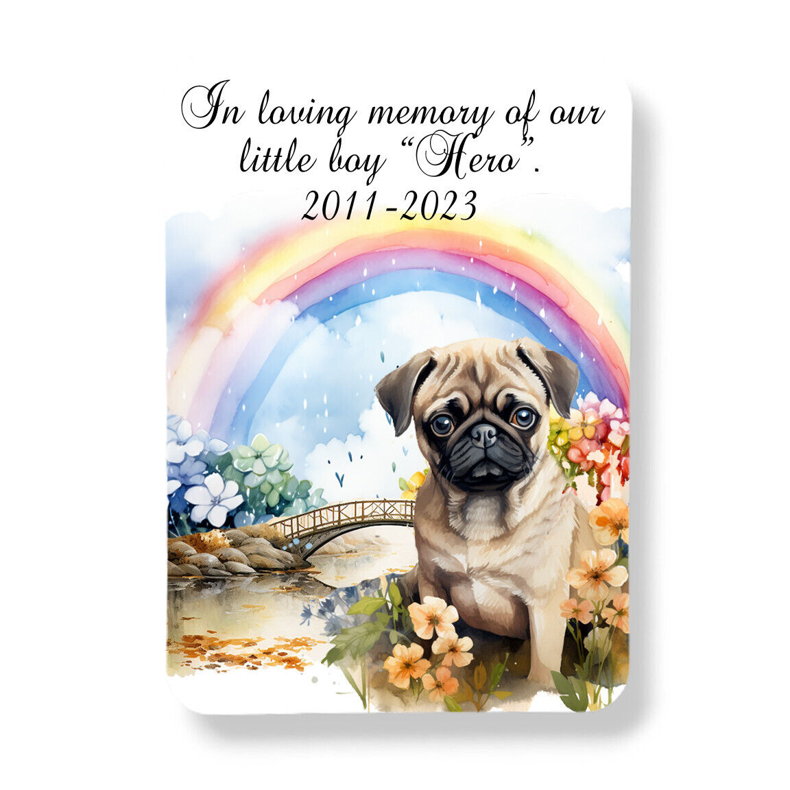 Personalized Rainbow Bridge Dog Memorial Magnet ANY BREED Loss of Dog Memorial