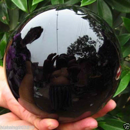 HOT SELL NATURAL OBSIDIAN POLISHED BLACK CRYSTAL SPHERE BALL 100MM + STAND +++