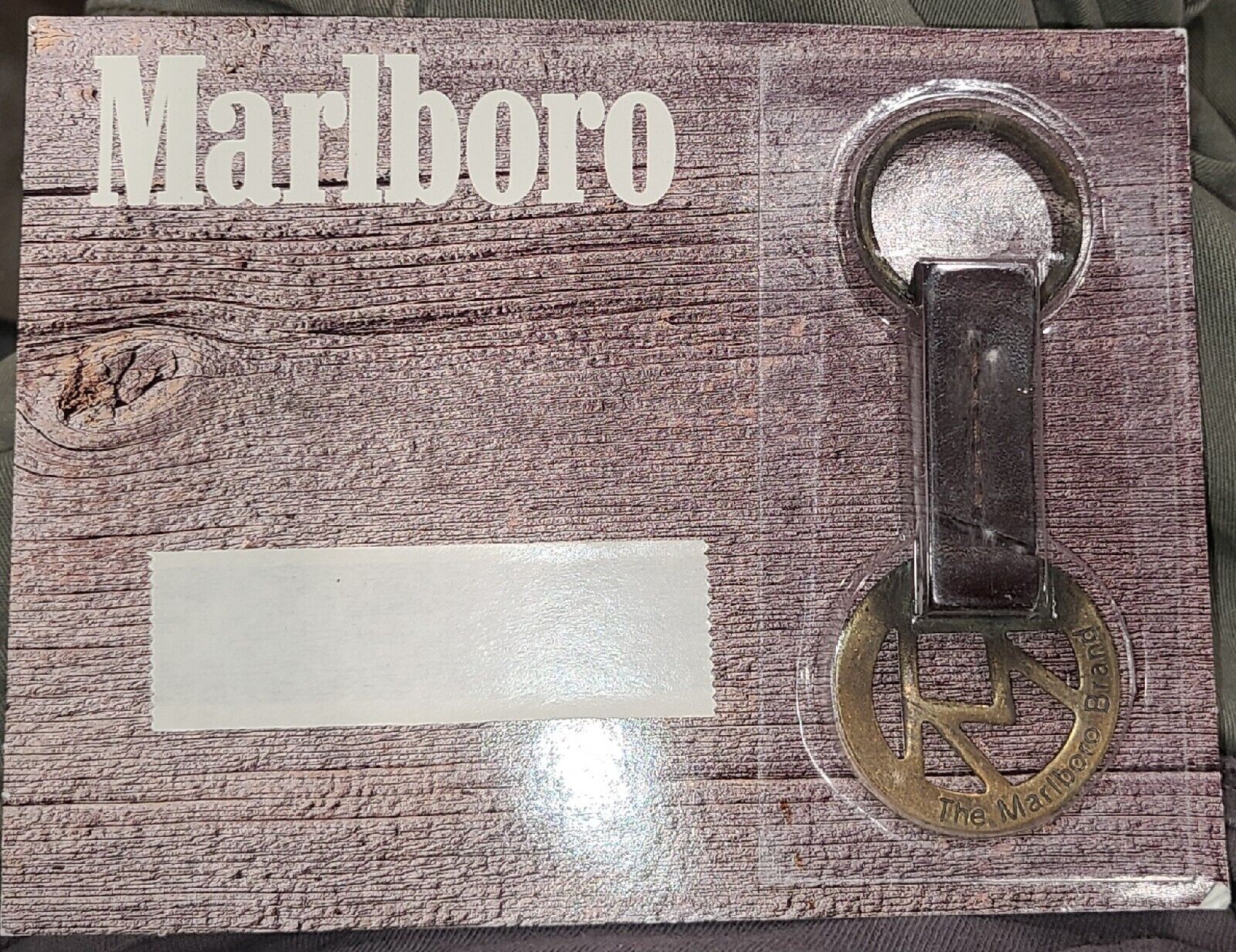 The Marlboro Brand Rafter M Brass & Leather Keychain Key Ring 1989 Cigarette