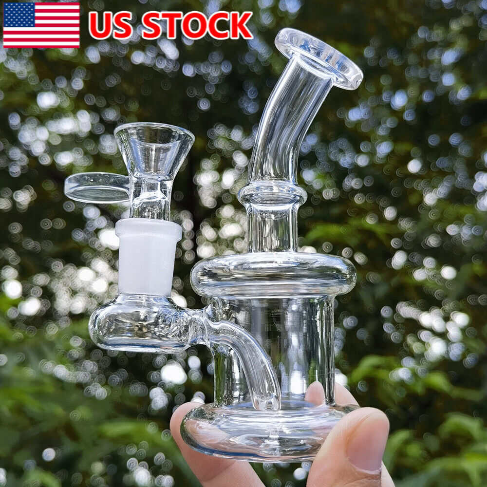4.5 inch Mini Glass Bong Perc Premium Quality Water Pipe Hookah Bubbler w/Bowl