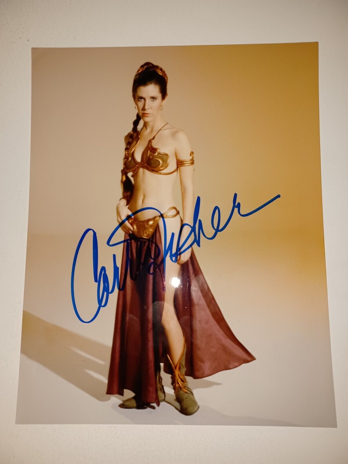 Carrie Fisher Star Wars Slave Leia Signed Autographed 8x10 photo Beckett BAS LOA