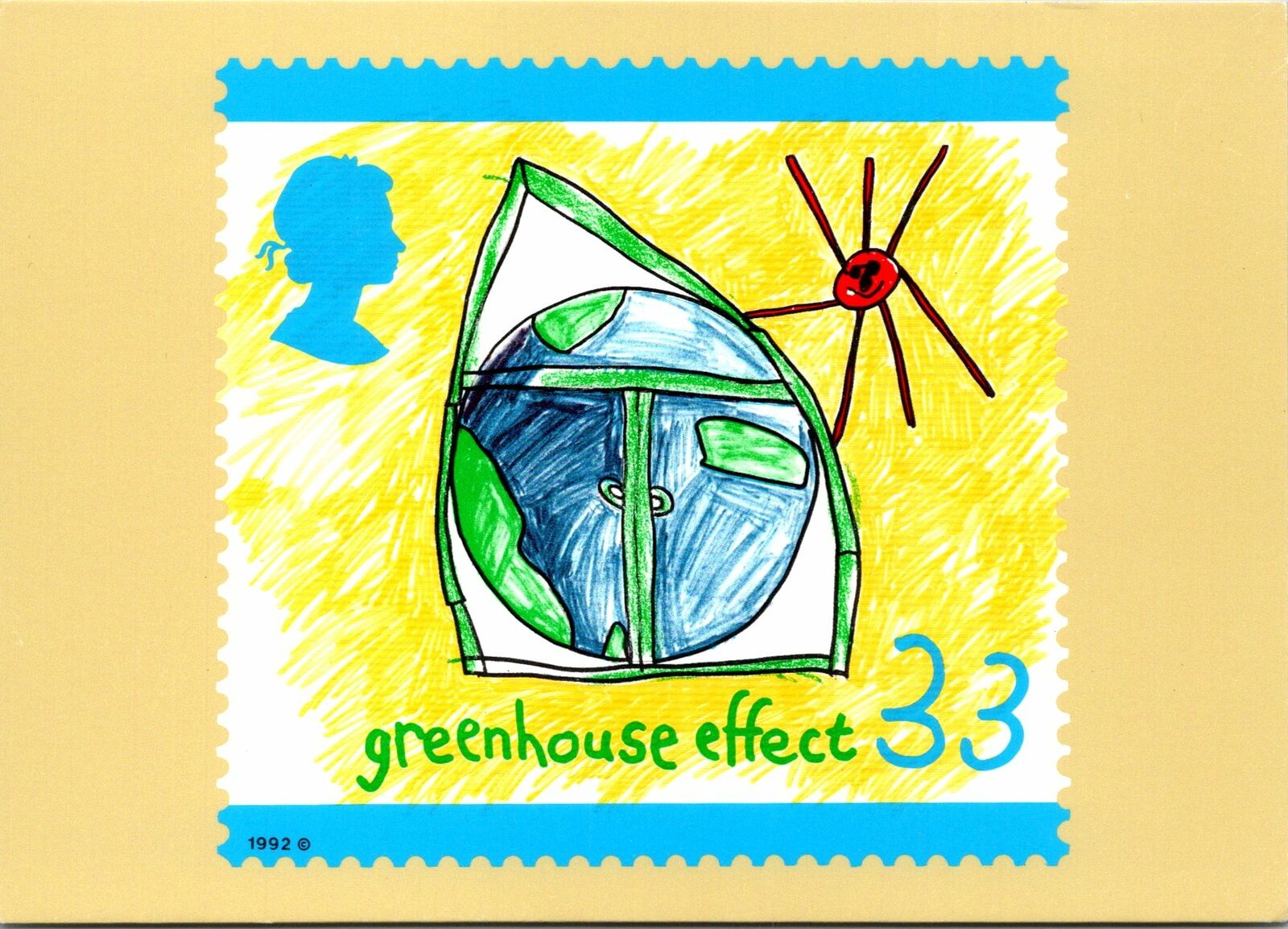 CONTINENTAL SIZE POSTCARD THE GREEN ISSUE (GREENHOUSE EFFECT) 33c STAMP ENGLAND