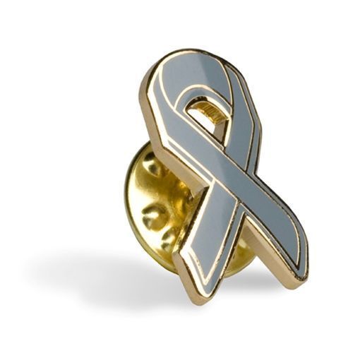 GRAY RIBBON LAPEL PIN SUPPORT FIGHT DIABETES AND ASTHMA