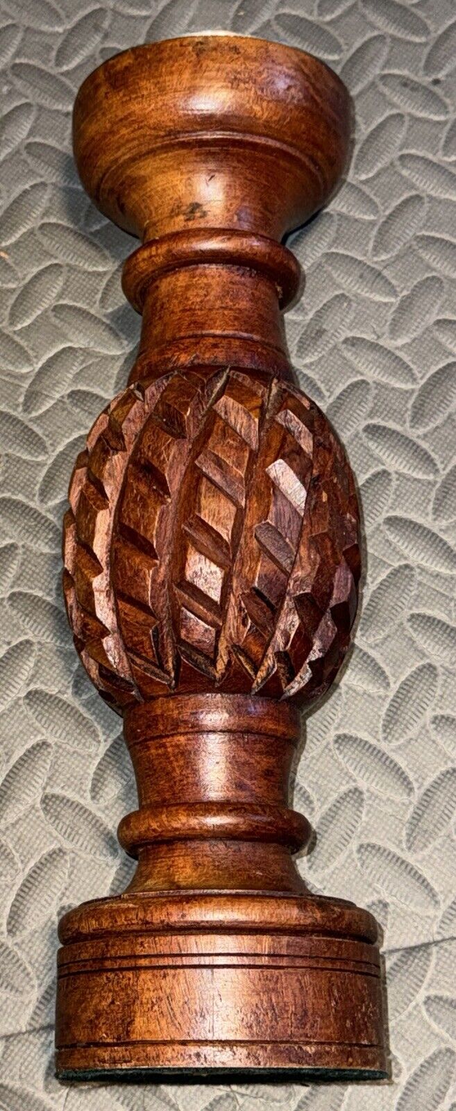 Brown Wood Candlestick Rustic Pineapple Shaped 12\