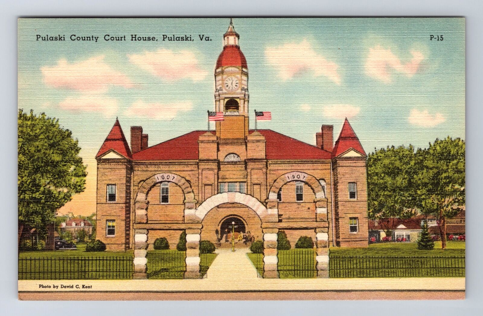Pulaski VA-Virginia, Pulaski County Court House, Antique, Vintage Postcard