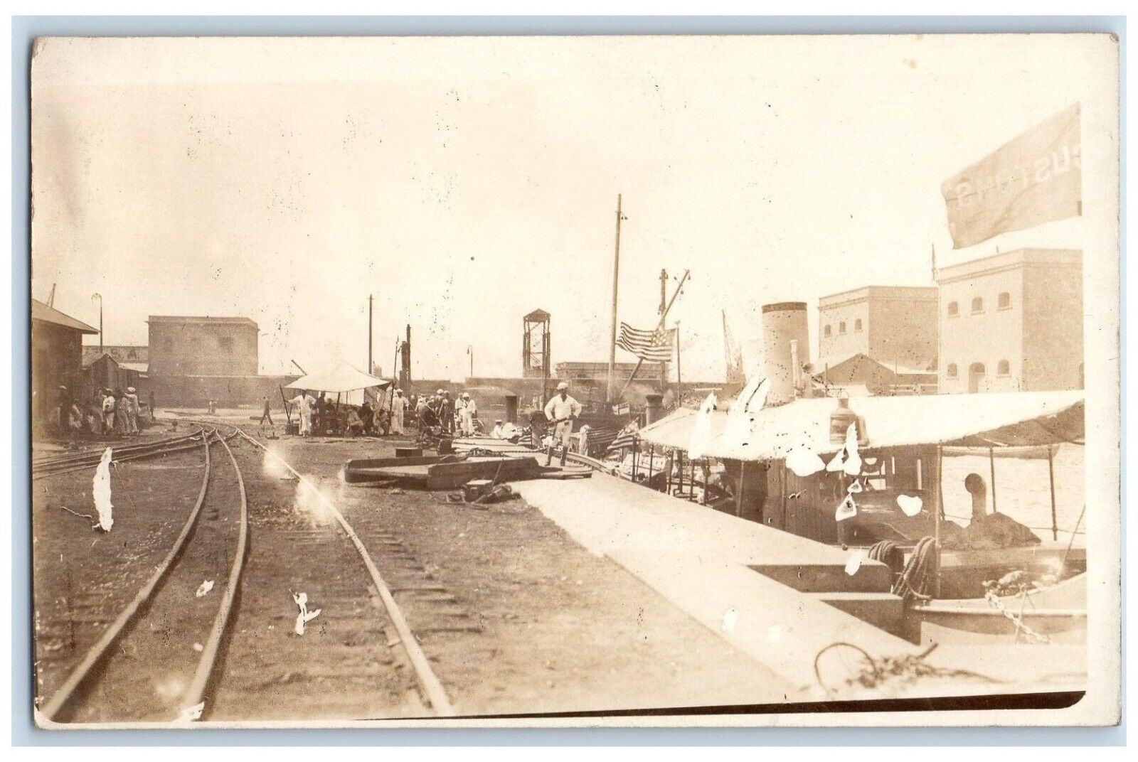c1910\'s US Navy Custom Port Military Railroad Steamer RPPC Photo Postcard