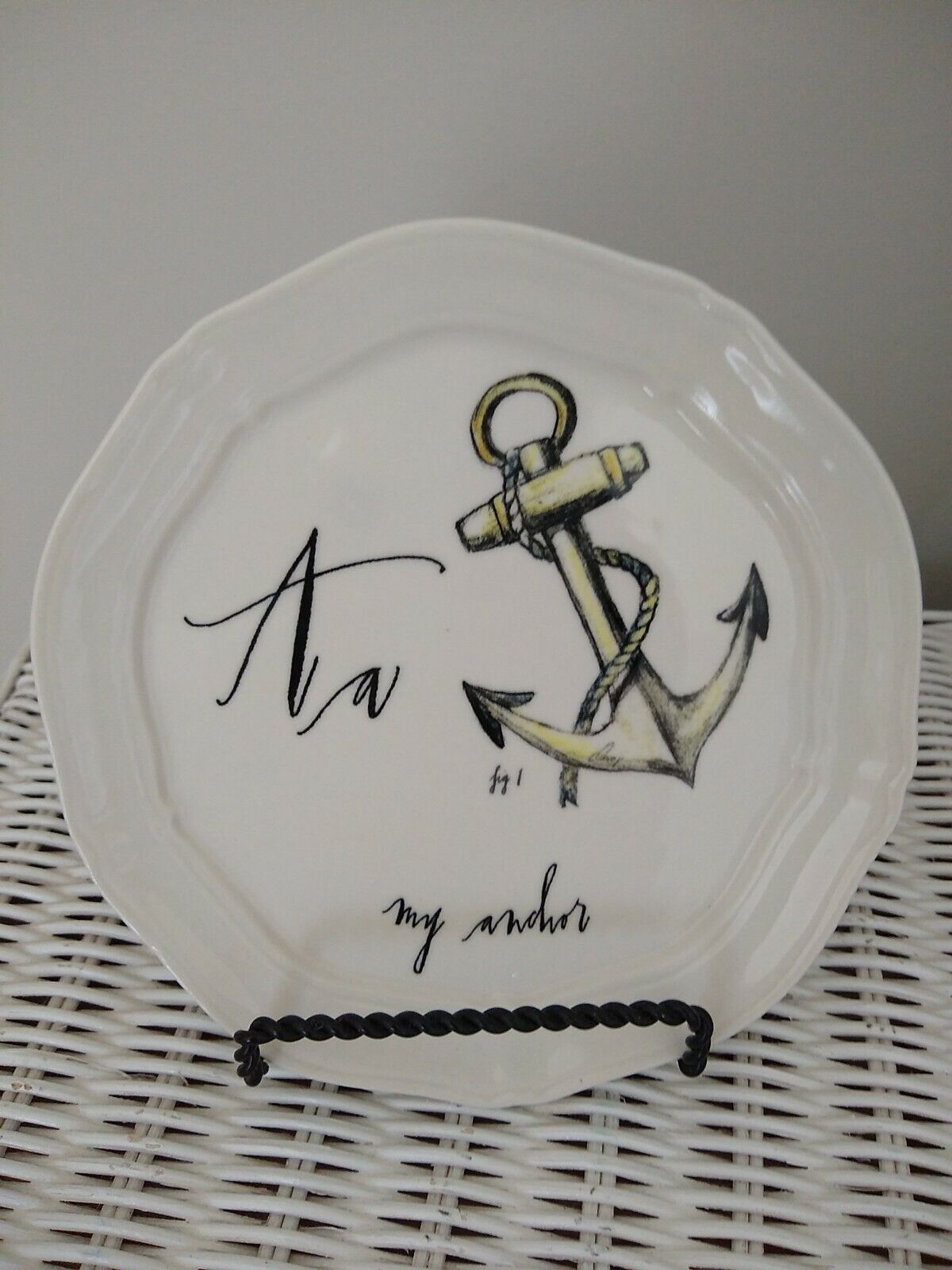 SOLD OUT~LINEA CARTA ANTHROPOLOGIE Alphabet Plate A-my anchor~NWT~D. Pyari