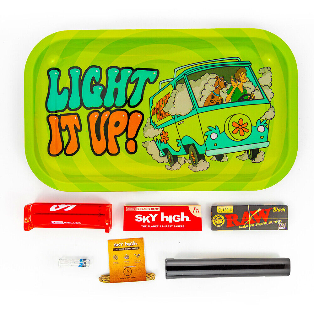 Metal Rolling Tray Scooby Combo Bundle Kit RAW, SKY HIGH Gift Pack Set #7