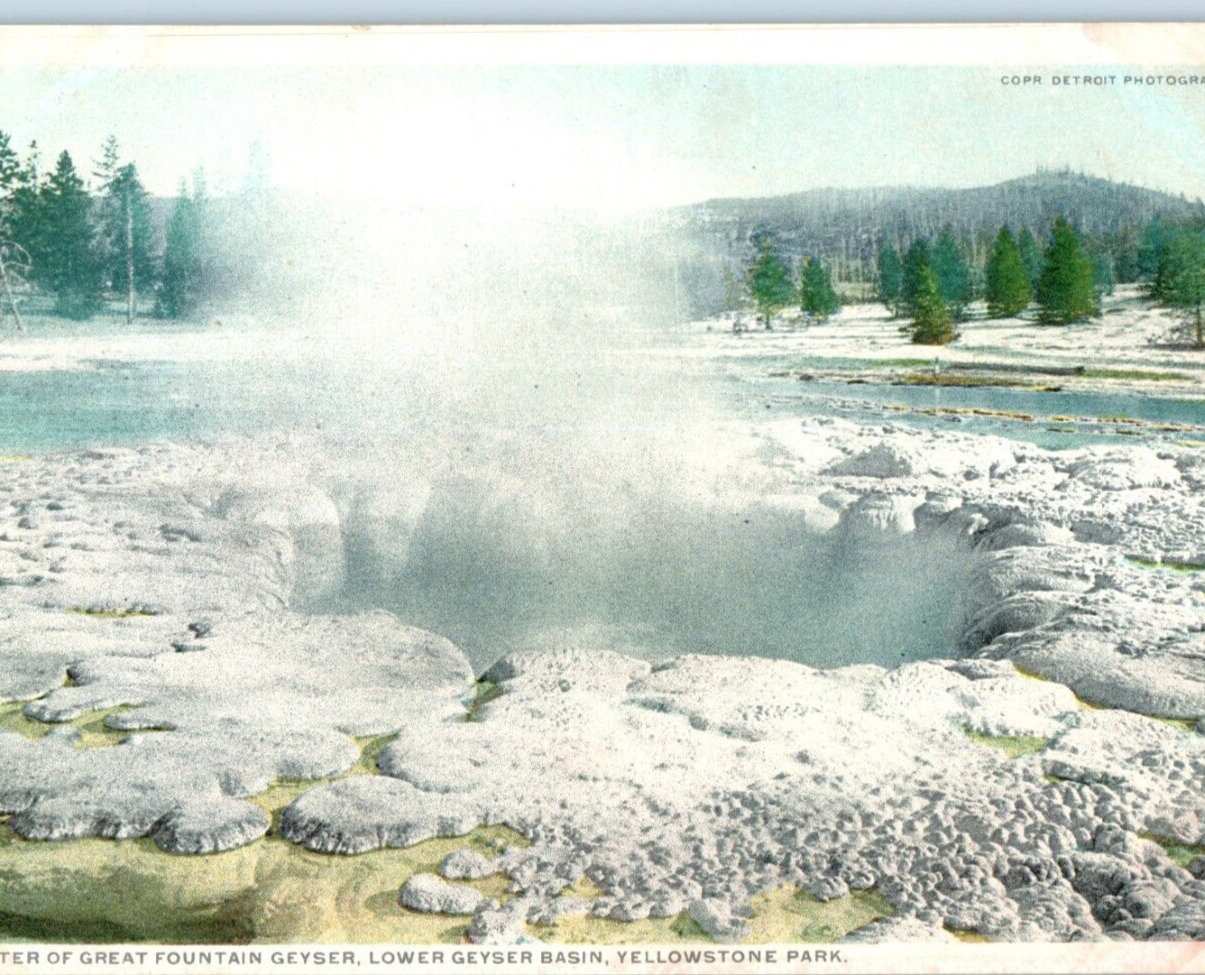 Crater of Great Fountain Geyer Lower Basin Yellowstone National Park Postcard A7