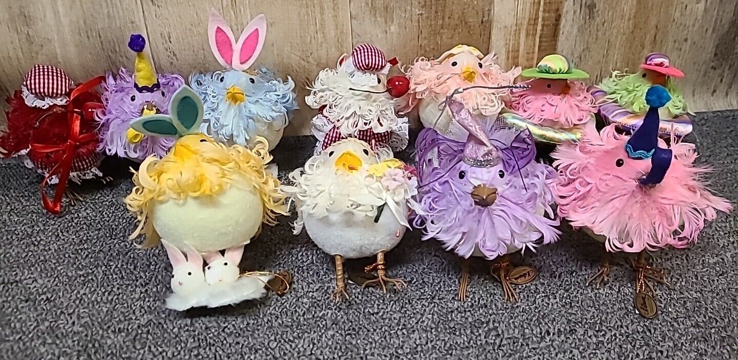 Lot Of Vintage Katherine's Collection Easter Chick Bunny Decor Fabric Figurine