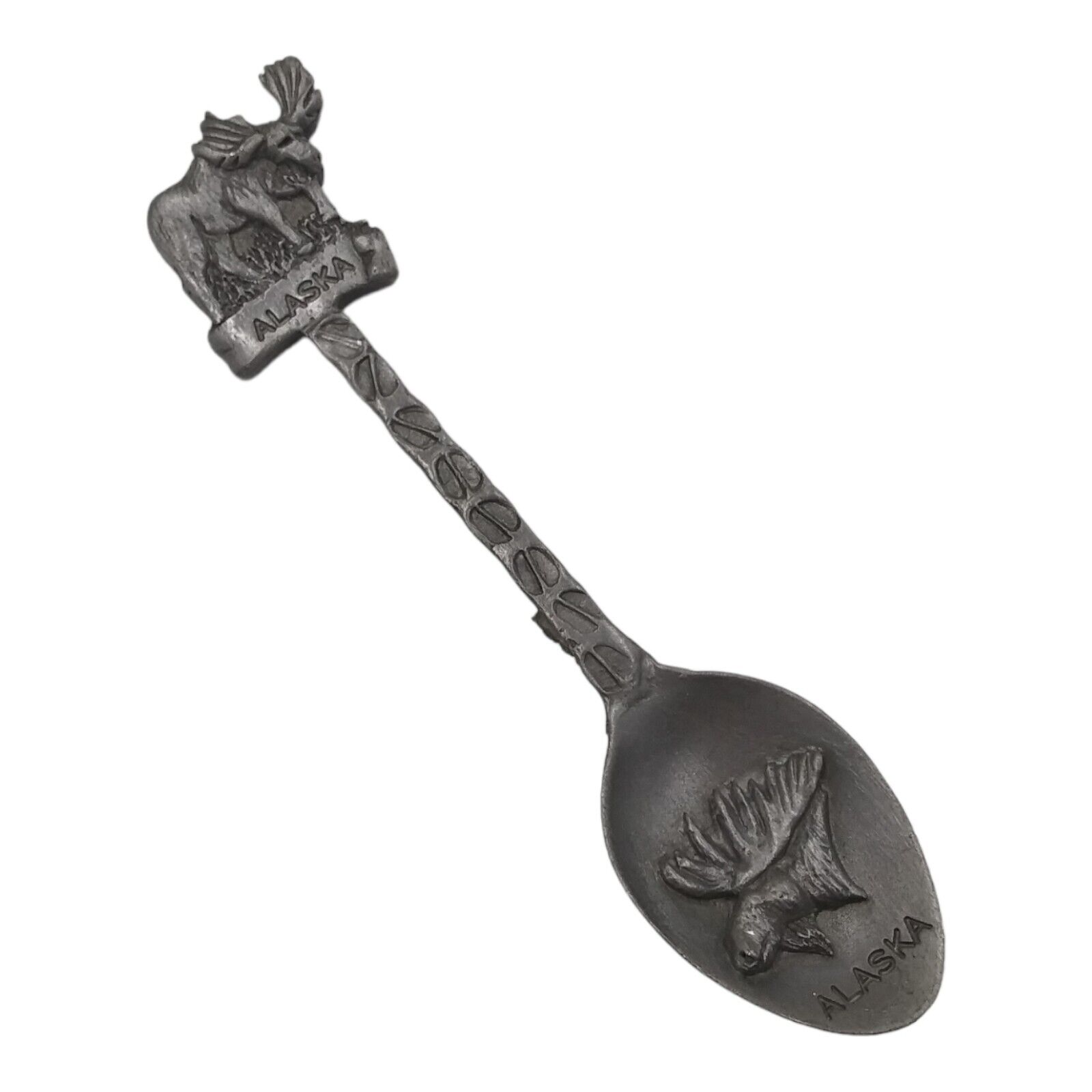 Vintage Alaska Souvenir Spoon US Collectible Moose Pewter