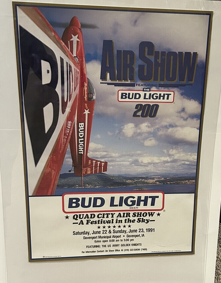 Vintage 1991 Bud Light Air Show Poster 20”x28\