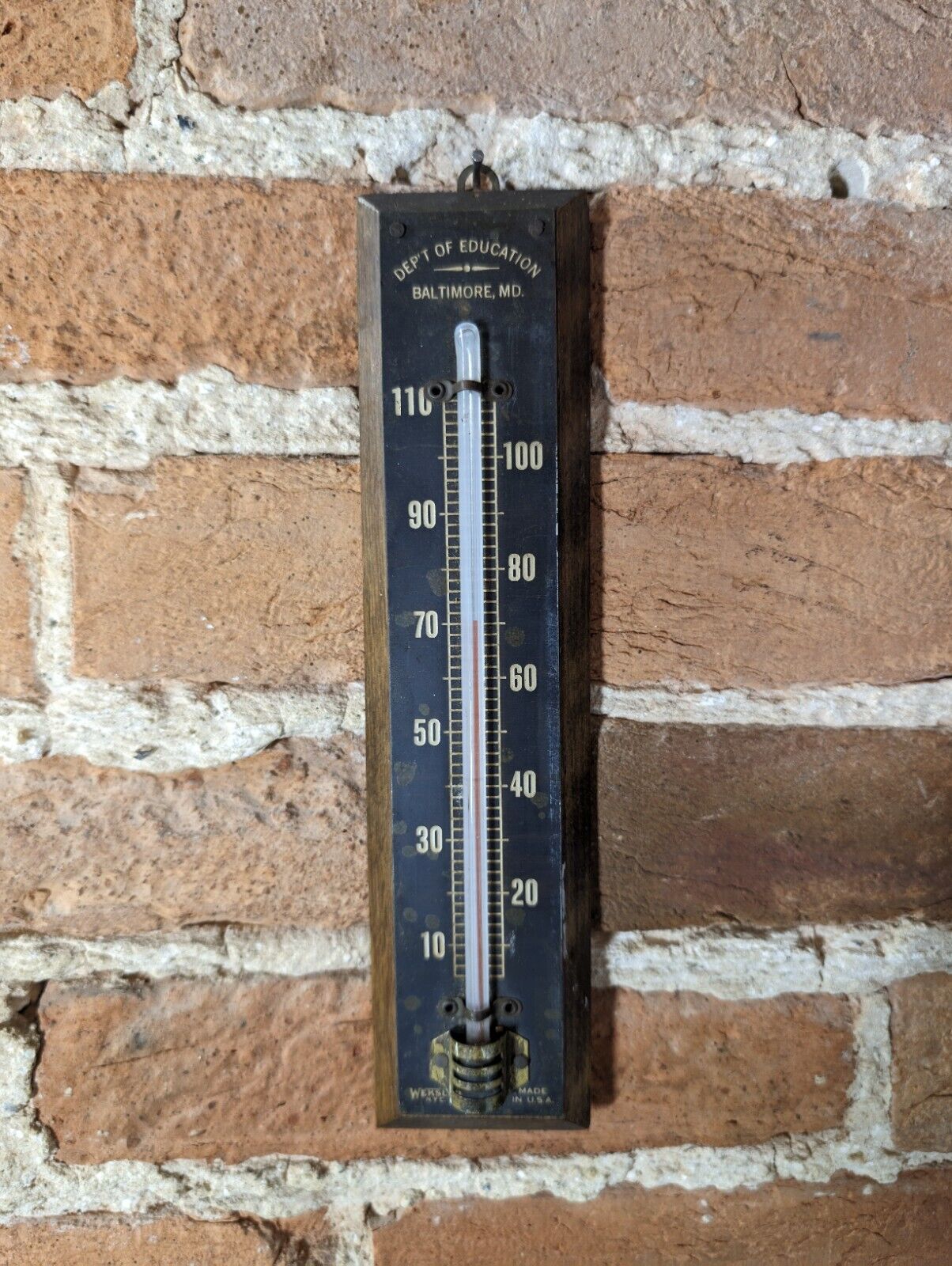 BOARD OF EDUCATION BALTIMORE CITY Old Advertising Thermometer WEKSLER Maryland
