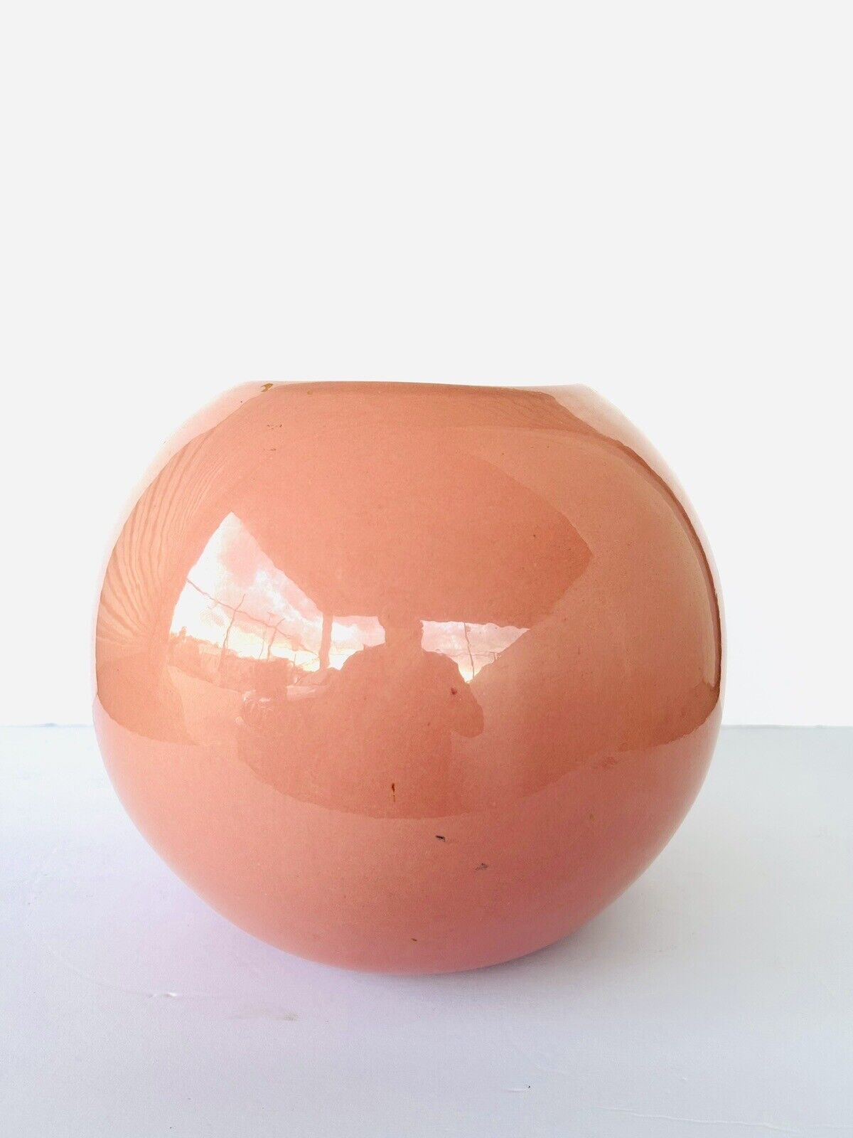 One Of A Kind Jenkins Large Peach Polished Vase 11” Tall 20”circumference (RARE)