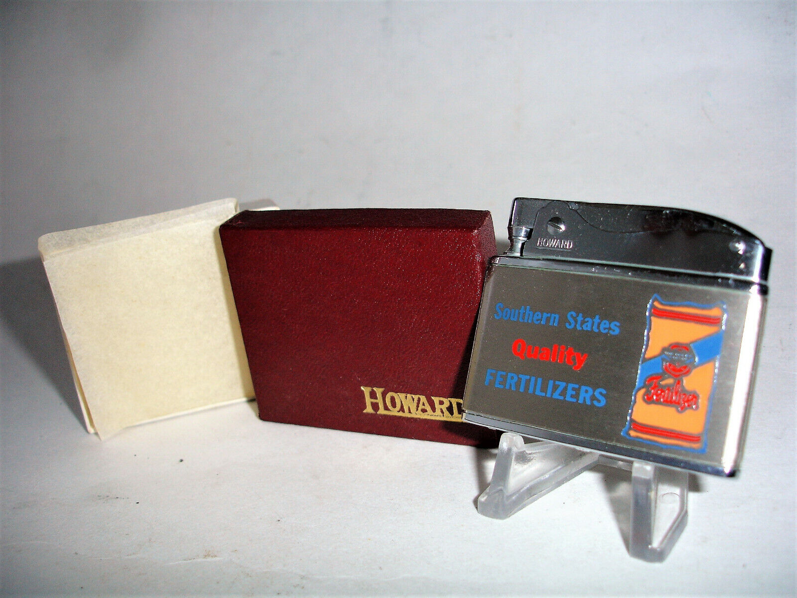  1960s SOUTHERN STATE QUALITY FERTILIZER Flat Advertising Lighter MINT in BOX KY