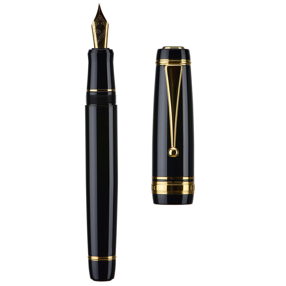 Oversized Size Metal Fountain Pen EF/F/M Nib,Golden Trim & Converter Writing Set