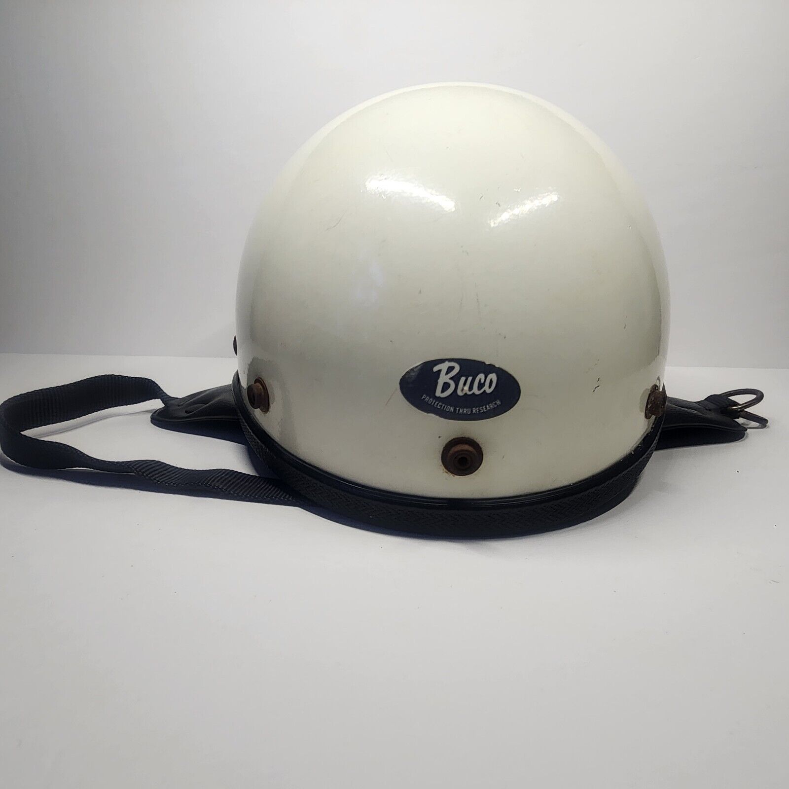 Vintage 1960's Buco Traveler Motorcycle Half Helmet White