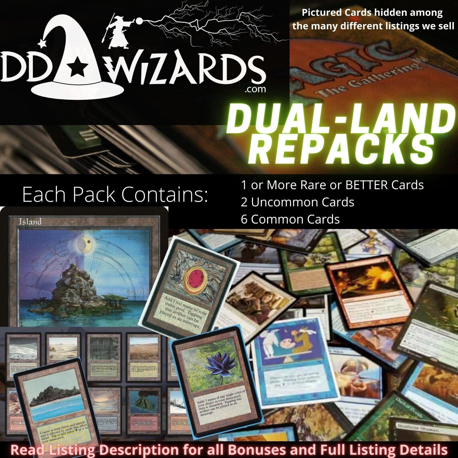 Dual Land Repacks (New and Old) Magic the Gathering Re-Packs (Fun Mix)