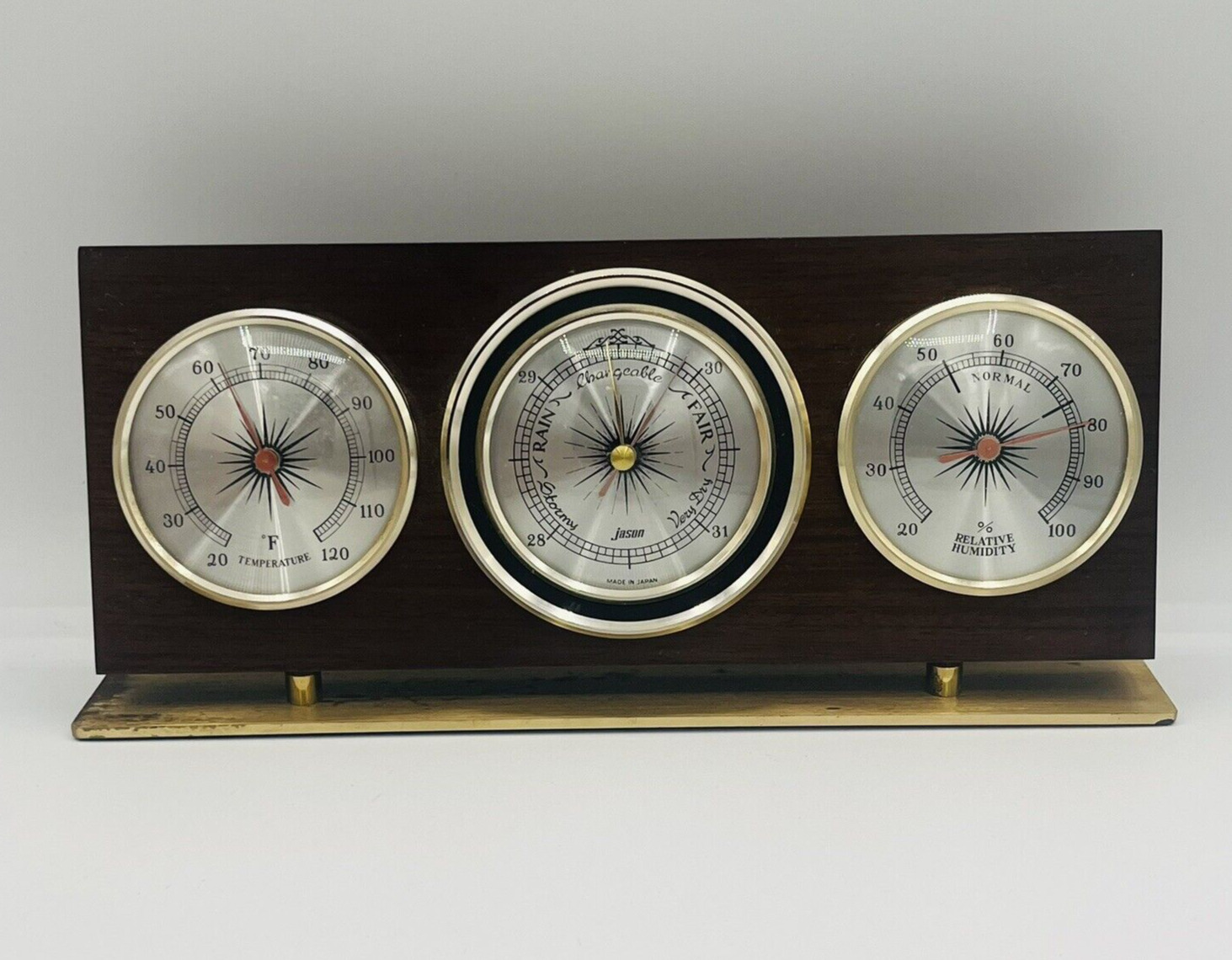 Vintage Jason Wooden Barometer, Thermometer and Hydrometer