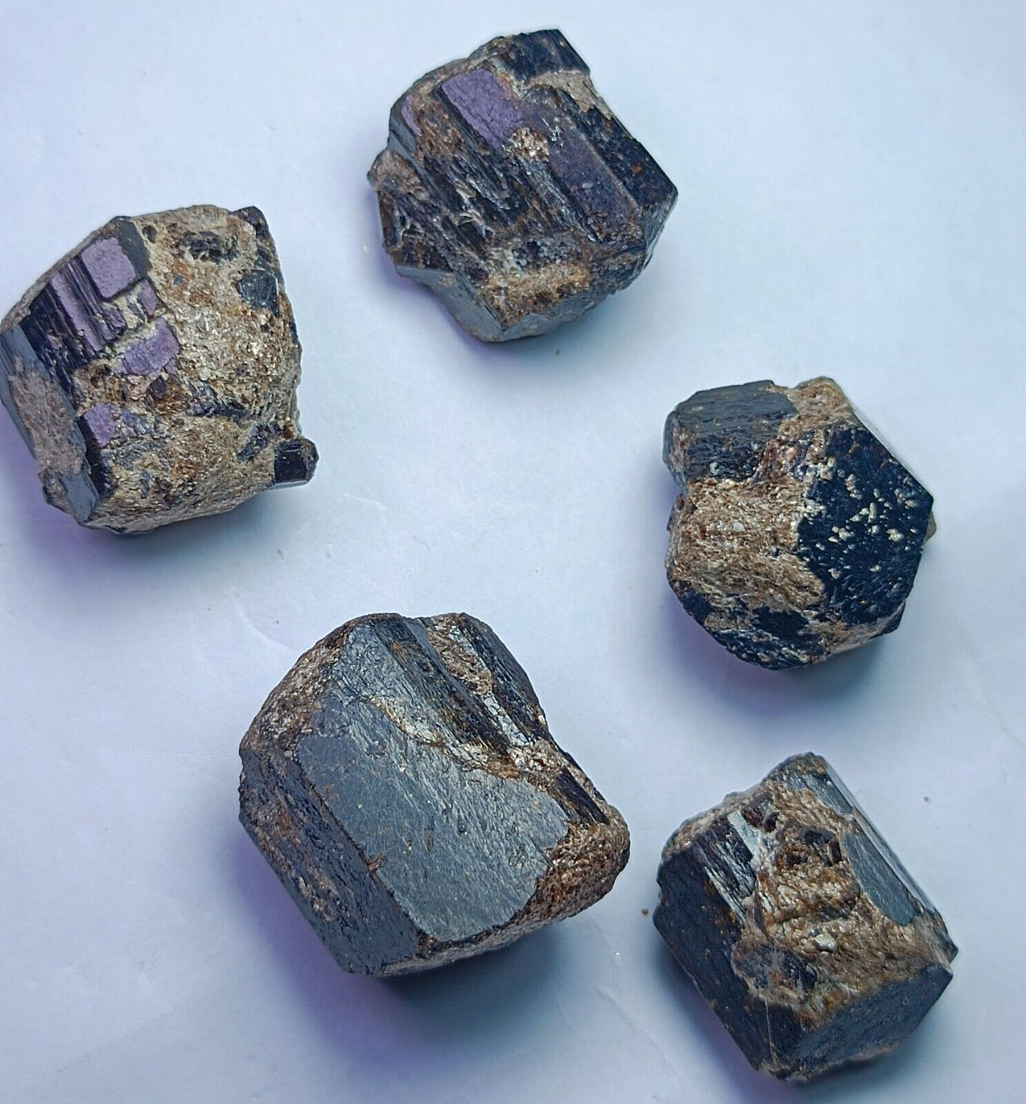 5 Pcs Rare Dravite tourmaline Crystals W Mascovite mica from Afghanistan(122 gm)