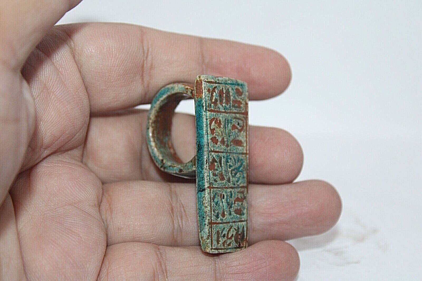 RARE ANCIENT EGYPTIAN ANTIQUE CARTRIDGE RING Pharaoh Protection Symbols Ring