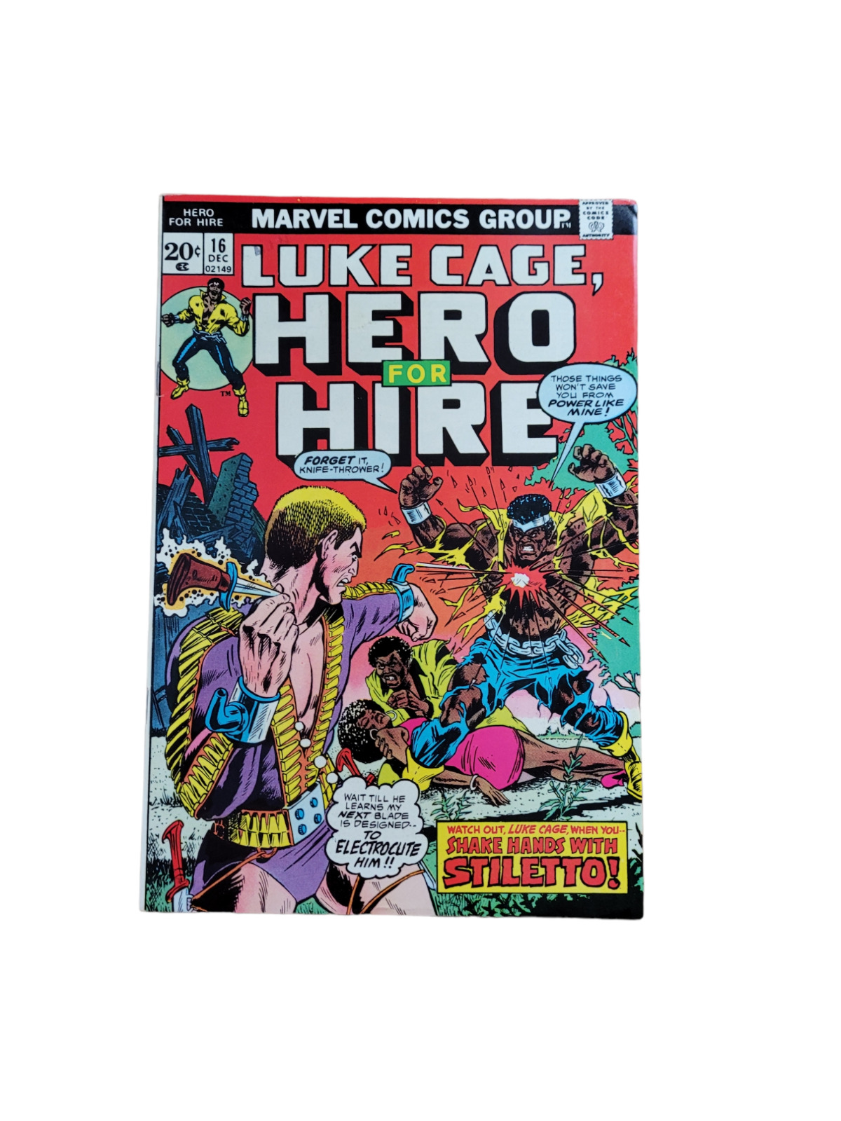LUKE CAGE, HERO FOR HIRE #16/ KEY 1ST STILETTO APPEARANCE/KEY ISSUE FN+ RAW 1973