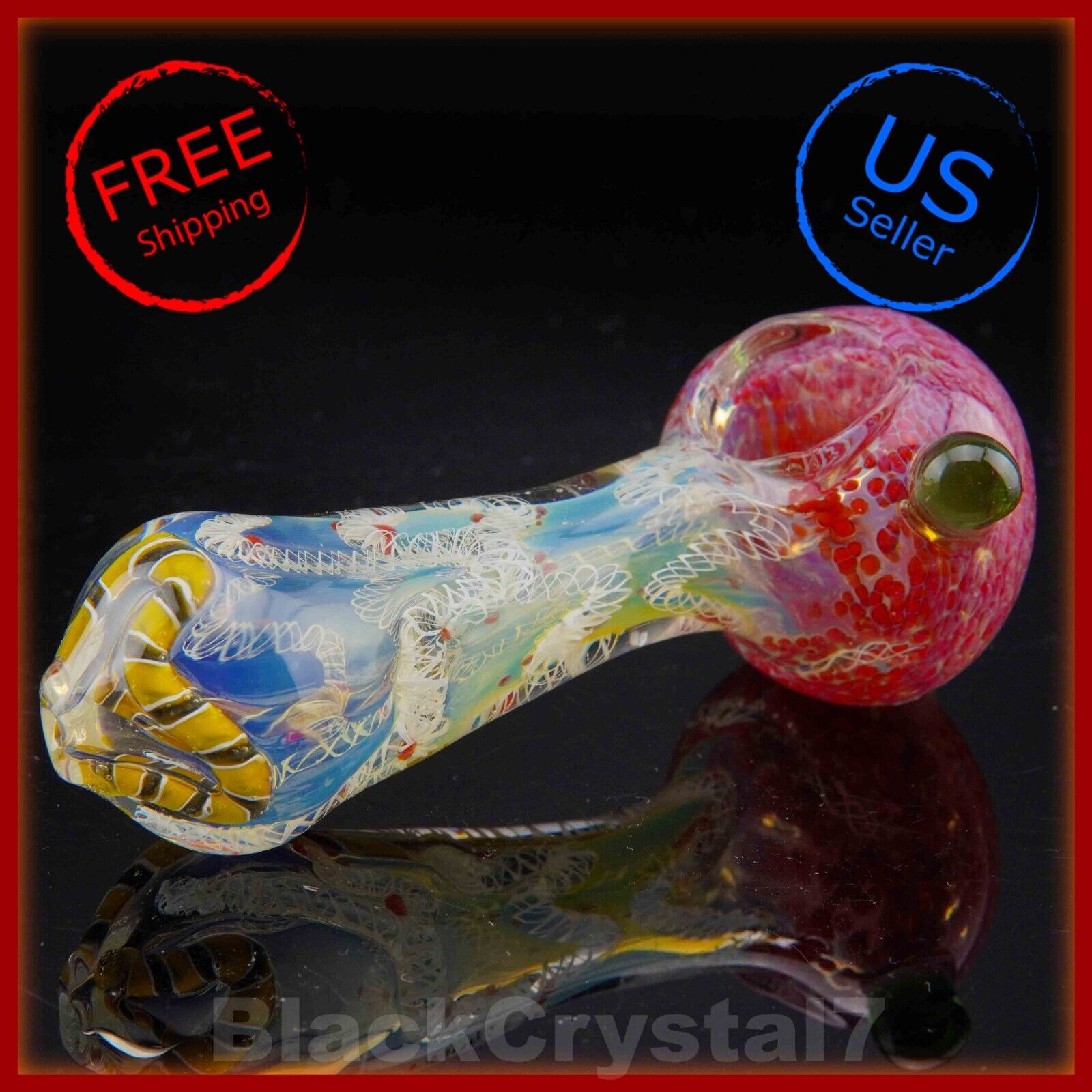 4.5 inch Handmade Thick Color Changing Ruby Red Tobacco Smoking Bowl Pipes