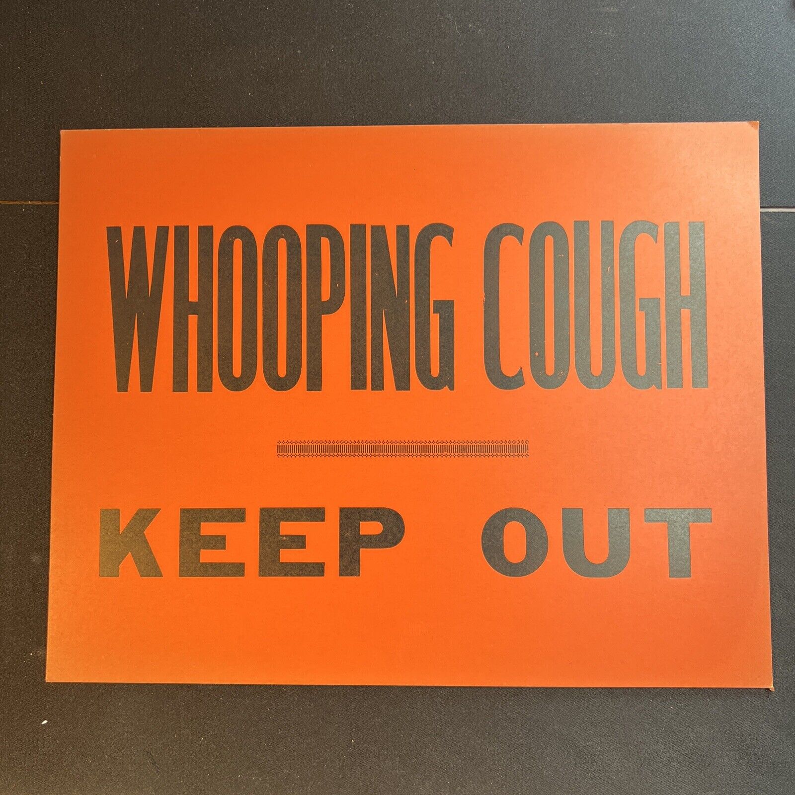 1930s Board of Health Infectious Disease Sign Card WARNING Whooping Cough Plague