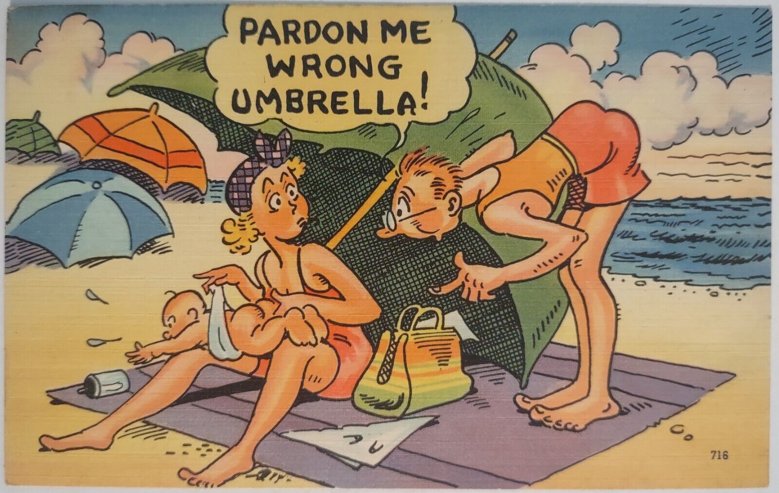 Vintage Postcard Comic Art Humor Baby Butt