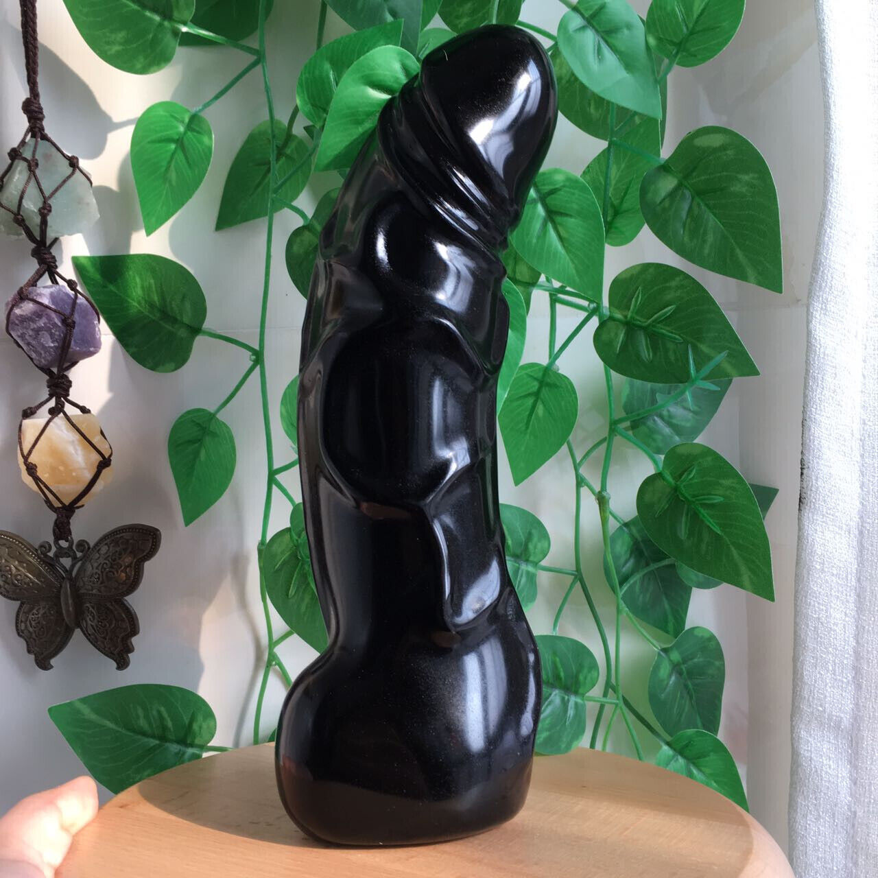 Obsidian Stone Penis Dick Carving Large Size Quartz Crystal Specimen Collection
