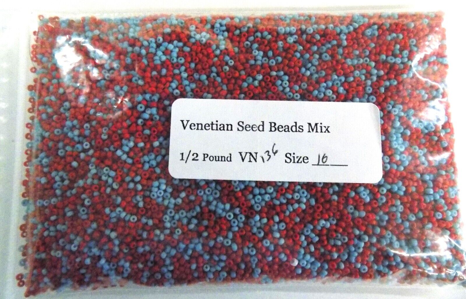 1/2# Pound Bulk Red Blue Mix Antique African Seed Beads Venetian Trade V136