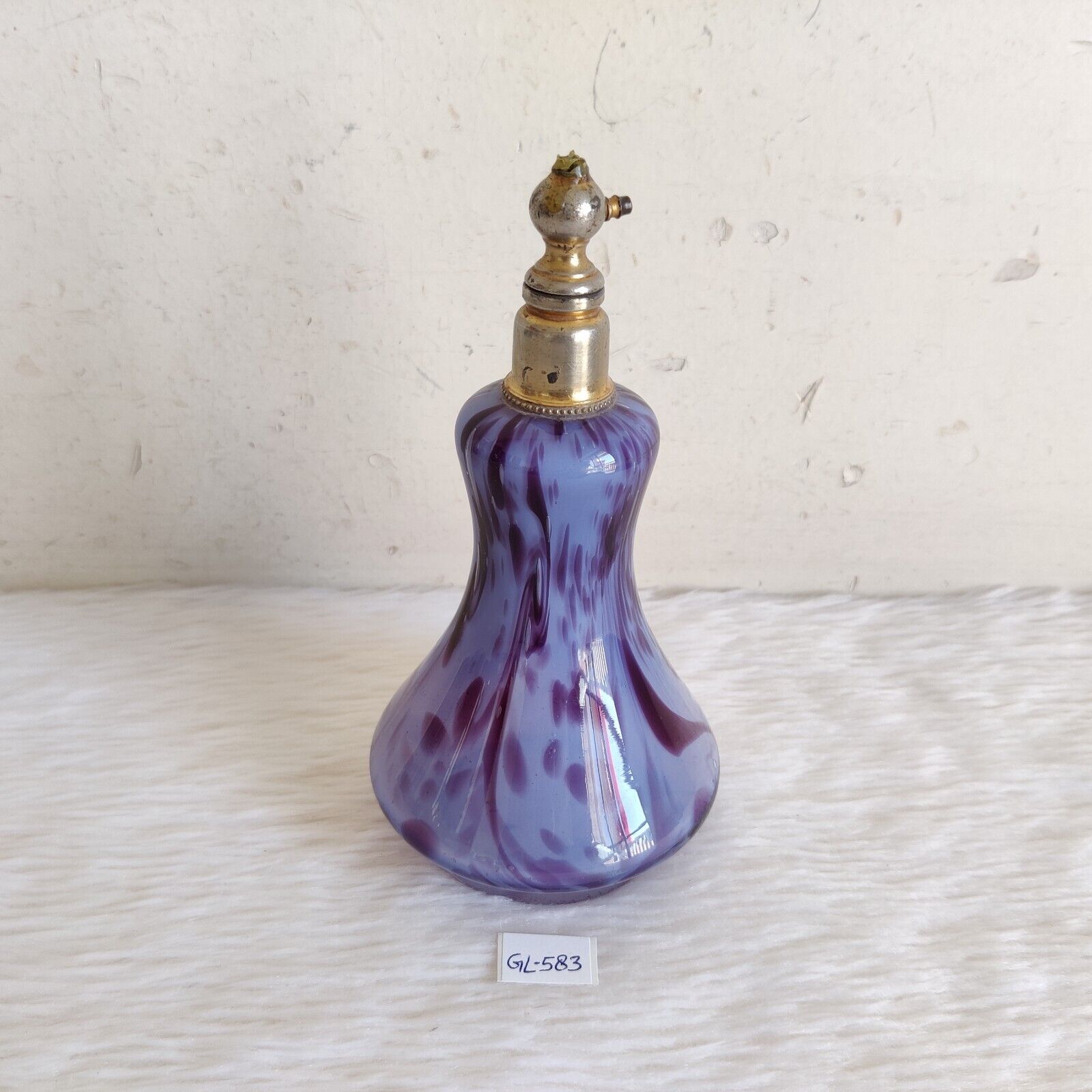 1930 Vintage Purple Shades Glass Perfume Bottle Czechoslovakia Collectible GL583
